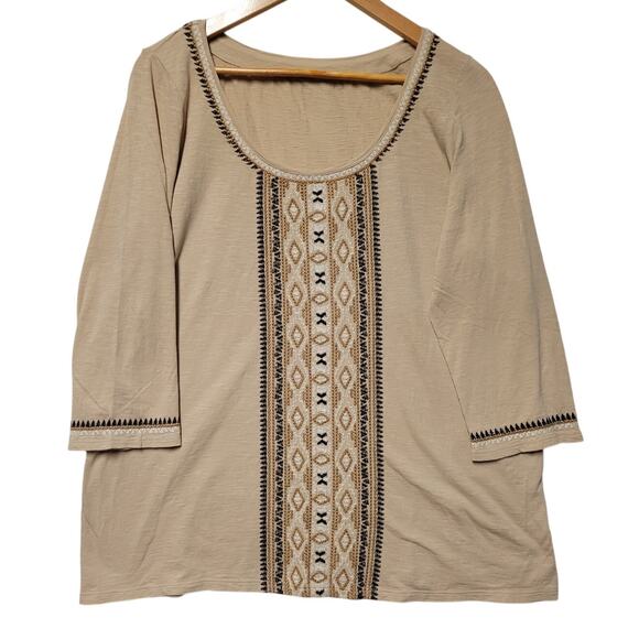 Embroidered Boho Tunic Top Beachy Lightweight Bohemian Hippie Coastal Size XL - Picture 1 of 5